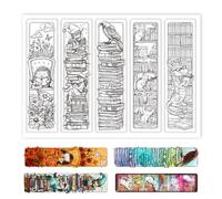 GLOBLELAND Bookshelf Fairytale Bookmark Clear Stamp Animals Bookmark Clear Silicone Stamp Crow Cat Dragon Bookmark Labels Clear Stamps Seal for DIY Scrapbooking Journal Paper Craft Decor