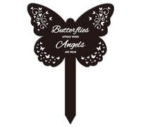 GLOBLELAND Butterfly Angles Garden Stake Memorial Remembrance Plaque Stake for Cemetery, Acrylic, 8.07" x 5.71"