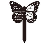 GLOBLELAND Butterfly Daddy Garden Stake Memorial Remembrance Plaque Stake for Cemetery Acrylic Grave Stake Waterproof Sympathy Garden Stake for Yard Grave Cemetery