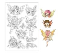 GLOBLELAND Butterfly Elves Silicone Clear Stamps Flower Fairy Transparent Stamp Seals for Card Making DIY Scrapbooking Journaling Decoration 11x16cm/4.3x6.29in
