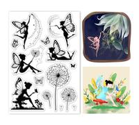 GLOBLELAND Butterfly Fairy Clear Stamps Fairy Tale Elf Mushroom Dandelion Silicone Clear Stamp Seals for Cards Making DIY Scrapbooking Photo Journal Album Decoration