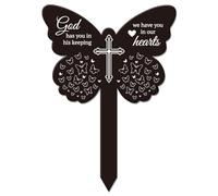 GLOBLELAND Butterfly God Garden Memorial Remembrance Plaque Stake for Cemetery - Acrylic Waterproof Sympathy Grave Marker for Yard
