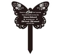 GLOBLELAND Butterfly Love Garden Memorial Remembrance Plaque Stake for Cemetery - Acrylic Waterproof Sympathy Grave Marker for Yard