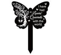 GLOBLELAND Butterfly Shaped Commemorate Tree and Flowers Garden Stake Memorial Remembrance Plaque for Cemetery Acrylic Grave Stake Waterproof Sympathy Garden Plaque for Yard Grave Cemetery