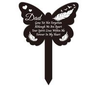 GLOBLELAND Butterfly Shaped Dad Garden Stake Memorial Remembrance Plaque Stake for Cemetery Acrylic Grave Stake Waterproof Sympathy Garden Stake for Yard Grave Cemetery