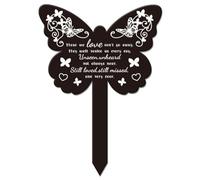GLOBLELAND Butterfly Shaped Love Won't Go Away Garden Stake Memorial Remembrance Plaque Stake for Cemetery Acrylic Grave Stake Waterproof Sympathy Garden Stake for Yard Grave Cemetery