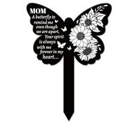 GLOBLELAND Butterfly Sunflower Mother Memorial Plaques Mom Grave Ornaments Acrylic Waterproof Remembrance Plaque Stake Memorial Grave Stake Markers Sympathy Gift for Cemetery Graveside Graveyard