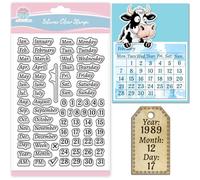 GLOBLELAND Calendar Clear Stamp for Scrapbooking Week Month Silicone Stamps Date Time Transparent Stamp for Card Making DIY Embossing Journaling
