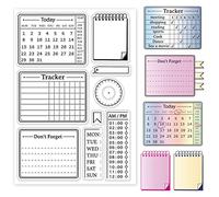 GLOBLELAND Calendar Clear Stamps Memorandum Planner Schedule Note Silicone Clear Stamp Seals for Cards Making DIY Scrapbooking Photo Journal Album Decoration