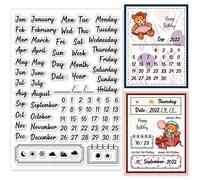 GLOBLELAND Calendar Date Clear Stamps Month Week Day Numbers Silicone Clear Stamp Seals for Cards Making DIY Scrapbooking Photo Journal Album Decoration, 21x14.8cm/8.3x5.8inch