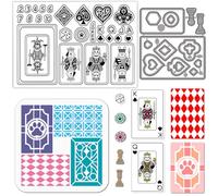 GLOBLELAND Cartoon Animals Pokers Cards Silicone Clear Stamp for Card Making Pokers King Dog Cutting Dies Playing Cards PET Painting Stencils Template Set for Games Scrapbooking Craft DIY Embossing