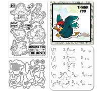 GLOBLELAND Cartoon Chicken Clear Stamps Cutting Dies PET Painting Stencils for Card Making Funny Animal Chicken Silicone Stamp Metal Greetings Die Cuts PET Paint Stencils for DIY Scrapbooking