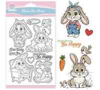 GLOBLELAND Cartoon Easter Rabbit Clear Stamps for Cards Making Funny Birds Transparent Stamp Rabbit Carrot Silicone Stamps Seal for DIY Scrapbooking Photo Album Decor