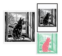 GLOBLELAND Cat and Window Scenery Clear Stamps for Cards Making Lino Print Painting Silicone Clear Stamp 15x15cm Transparent Stamps Seals for DIY Scrapbooking Photo Album Journal Home Decoration