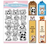 GLOBLELAND Cat Dog Rabbit Clear Stamps for Scrapbooking Panda Fox Giraffe Silicone Stamps Cute Animals Transparent Stamp for Card Making DIY Embossing Journaling