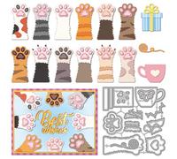 GLOBLELAND Cat Paws Cutting Dies for Card Making Cup Gift Metal Die Cuts Funny Animal Paw Frames Die Cut Dies for DIY Embossing Scrapbooking Paper Crafts Decor