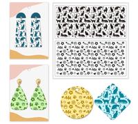 GLOBLELAND Cat Silicone Clay Texture Sheet 5.5x5.5inch Cat's Paw Flower Silicone Texture Stamp Sheets Animal Clear Clay Silicone Texture Sheets DIY Clay Texture Mat for Clay Pottery Jewelry Making