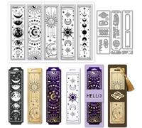 GLOBLELAND Celestial Bookmark Clear Stamps and Metal Die Cuts Moon Phase Star Transparent Stamp Magic Divination Frame Cutting Dies for Card Making Embossing Scrapbooking