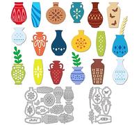 GLOBLELAND Ceramic Vases Cutting Dies for DIY Scrapbooking Metal Leaves Vases Die Cuts Embossing Stencils Template for Paper Card Making Decoration Album Craft Decor