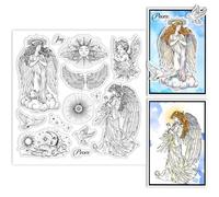 GLOBLELAND Christmas Angel Clear Silicone Stamp Angel Moon Sun Clear Stamps for DIY Scrapbooking Cards Making Photo Album Journal Home Decoration 5.91x5.91inch