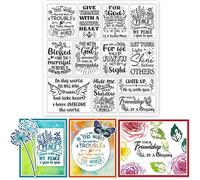 GLOBLELAND Christmas Bible Religion Words Transparent Clear Stamps Christmas Blessing Texts Stamp Sheets Silicone Clear Stamps Seal for DIY Scrapbooking and Card Making Paper Craft Decor