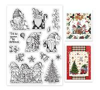 GLOBLELAND Christmas Gnome Clear Stamps Xmas Tree Santa Claus Light Bulb Bell Snowflake Silicone Clear Stamp Seals for Cards Making DIY Scrapbooking Photo Journal Album Decoration
