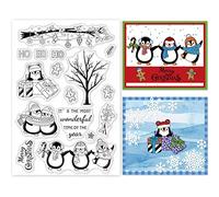 GLOBLELAND Christmas Penguin Clear Stamps for Crafting Merry Christmas Silicone Stamp Seals Snowmen Transparent Stamp for Card Making Decoration DIY Scrapbooking Journal Album