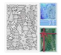 GLOBLELAND Christmas Pine Forest Background Clear Stamps Winter Comic Pine Trees Silicone Clear Stamp Seals for Cards Making DIY Scrapbooking Photo Journal Album Decoration