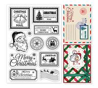 GLOBLELAND Christmas Postmark Postage Clear Stamps Winter Santa Claus Blessing Words Silicone Clear Stamp Seals for Cards Making DIY Scrapbooking Photo Journal Album Decoration