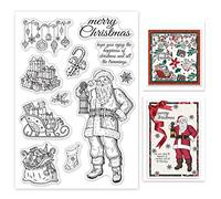 GLOBLELAND Christmas Santa Claus Clear Stamps Xmas Gift Bags Greetings Silicone Clear Stamp Seals for Cards Making DIY Scrapbooking Photo Journal Album Decoration