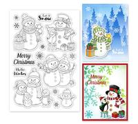 GLOBLELAND Christmas Snowman Clear Silicone Stamps for DIY Card Making Penguin Silicone Transparent Stamp Seal Snowflake Decorative Clear Stamps for Scrapbooking Photo Album Journal Decoration
