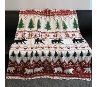 GLOBLELAND Christmas Tree Throw 59x51 inch Bear Cozy Flannel Blanket Red and White Washable Fuzzy Throw Blanket for Christmas Couch Chair Sofa Bed Dorm Bedroom Women Man Gift Wedding Anniversary