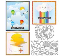 GLOBLELAND Clouds Frames Cutting Dies for Card Making Bird Sunset Borders Die Cuts Stars Moons Hot Air Balloon Metal Die Cut Dies for DIY Scrapbooking Embossing Photo Album Craft Decor