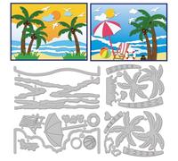 GLOBLELAND Coconut Tree Cutting Dies for DIY Scrapbooking Metal Sun Lounger Cut Dies Summer Ocean Beach Die Cuts for Card Making Embossing Photo Album Craft Decor
