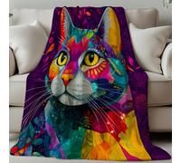 GLOBLELAND Colorful Cat Throw Blanket 59×51inch