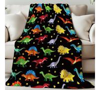 GLOBLELAND Colorful Dinosaurs Blanket 59×51inch Tyrannosaurus Rex Soft Cozy Flannel Throws Triceratops Washable Throw Blanket for Home Office Room Bed Sofa Chair Gifts