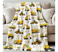 GLOBLELAND Construction Vehicles Throw For Women Men 59×51 inch Excavators Bulldozers Mixers Soft Cozy Flannel Blanket Washable Fuzzy Throw Blanket for Home Room Sofa Chair Gift Wedding Anniversary