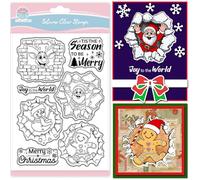 GLOBLELAND Crack Santa Claus Clear Stamp for Scrapbooking Christmas Snowman Silicone Stamps Cracks Reindeer Transparent Stamp for Card Making DIY Embossing Journaling