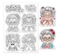 GLOBLELAND Crazy Grandma Clear Silicone Stamps for DIY Scrapbooking & Decoration, 6.3x4.33inch