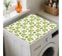 GLOBLELAND Cute Frog Washer Dryer Dust Cover Mat for Laundry Room 23.6x23.6 inch Lotus Leaf Washing Machine Top Protector Pads Non Slip Dust Covers Absorbent Dishwasher Mat for Kitchen Table