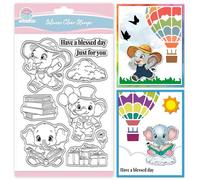 GLOBLELAND Cute Funny Elephant Clear Stamp for Scrapbooking Book Balloon Cloud Silicone Stamps Just for You Transparent Stamp for Card Making DIY Embossing Journaling