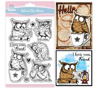GLOBLELAND Cute Owl Clear Stamps for Scrapbooking Funny Reading Bird Silicone Stamps Cartoon Animals Sentiment Transparent Stamp for Card Making DIY Embossing Journaling