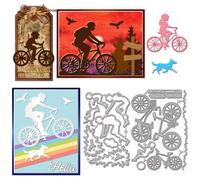 GLOBLELAND Cycling Bicycle Cutting Dies for DIY Scrapbooking Metal Cyclist Rider Cut Dies Bikes and Birds Die Cuts for Card Making Embossing Photo Album Craft Decor