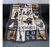 GLOBLELAND Dachshund Throw Blanket 59×51 inch Dog Paw Soft Cozy Flannel Blanket Washable Fuzzy Throw for Home Office Room Bed Sofa Chair Gift Anniversary Christmas