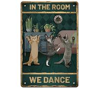 GLOBLELAND Dancing Cats Vintage Metal Tin Sign Plaque Poster Retro Room Metal Wall Decorative Tin Signs 8×12inch for Home Kitchen Bar Coffee Shop Club Decoration