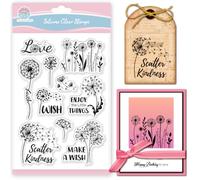 GLOBLELAND Dandelion Clear Stamps for Card Making, Spring Flowers, Greetings, Transparent, Silicone, 160x110mm/6.3x4.3inch