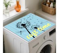 GLOBLELAND Dandelions Laundry Room Washer Dryer Dust Cover Mat 23.6x23.6inch Dragonflies Washing Machine Top Protector Pads Cyan Wood Board Non Slip Washing Dryer Dust Top Covers for Laundry Rooms