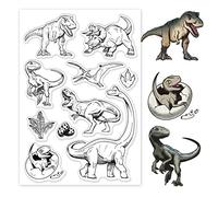 GLOBLELAND Dinosaur Clear Stamps for DIY Scrapbooking Jungle Party Wildlife Animals Silicone Clear Stamp Seals for Cards Making Photo Album Journal Home Decoration