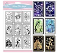 GLOBLELAND Divination Cards Clear Stamps for Card Making Magic Tarot Cards Silicone Clear Stamps Witchcraft Transparent Stamp Seal for DIY Scrapbooking