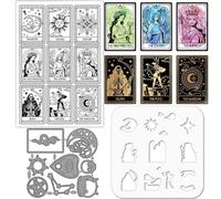 GLOBLELAND Divination Cards Silicone Clear Stamp Magic Metal Cutting Die Cuts Witchcraft Paint Craft Stencils Template for Card Making Festival Scrapbooking Craft DIY Embossing